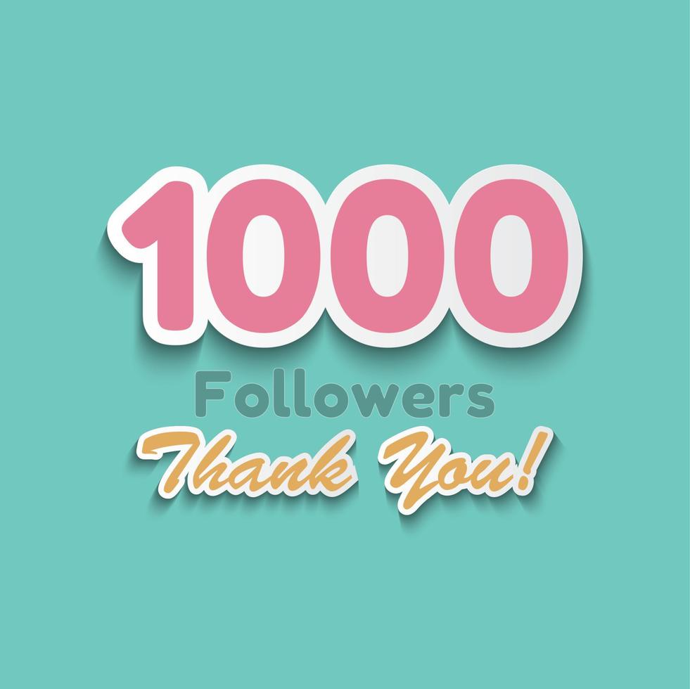 1000 seguidores, gracias a los amigos de las redes sociales. ilustración vectorial vector