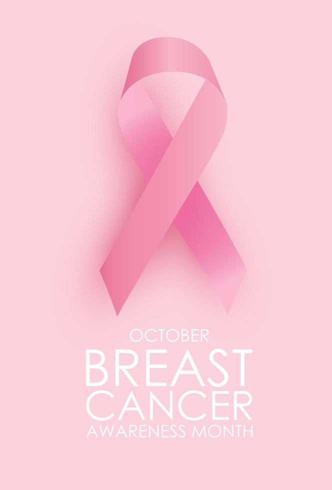 October Breast Cancer Awareness Month Concept Background. Pink Ribbon Sign. Vector illustration