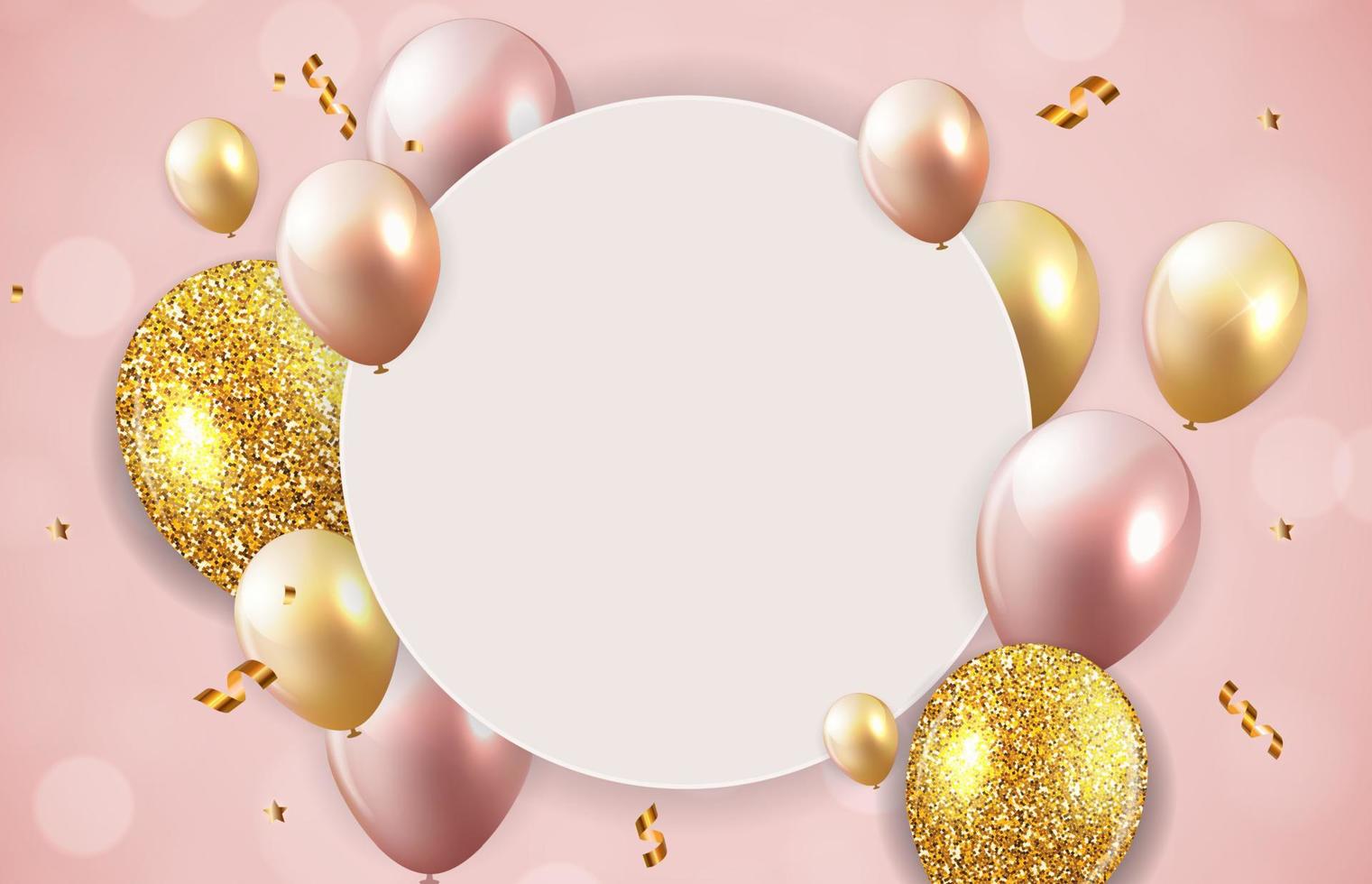 Glossy Happy Birthday Balloons Background Vector Illustration