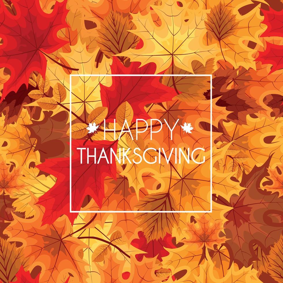 Abstract Vector Illustration Autumn Happy Thanksgiving Background with Falling Autumn Leaves