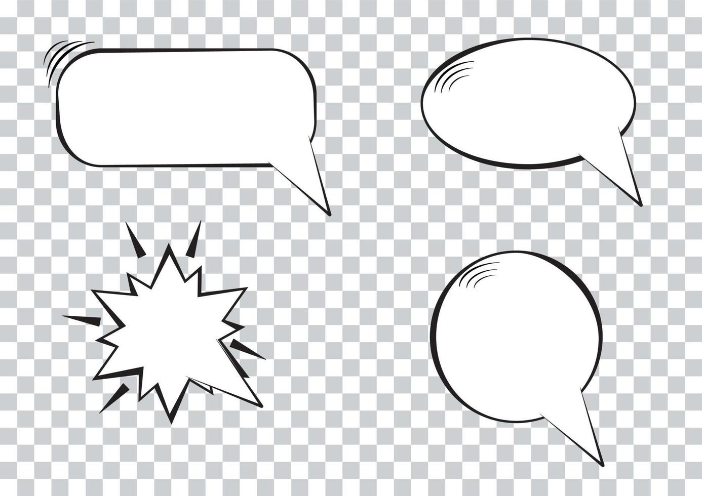 Variety of cartoon speech bubbles on transparent background. Vector Illustration