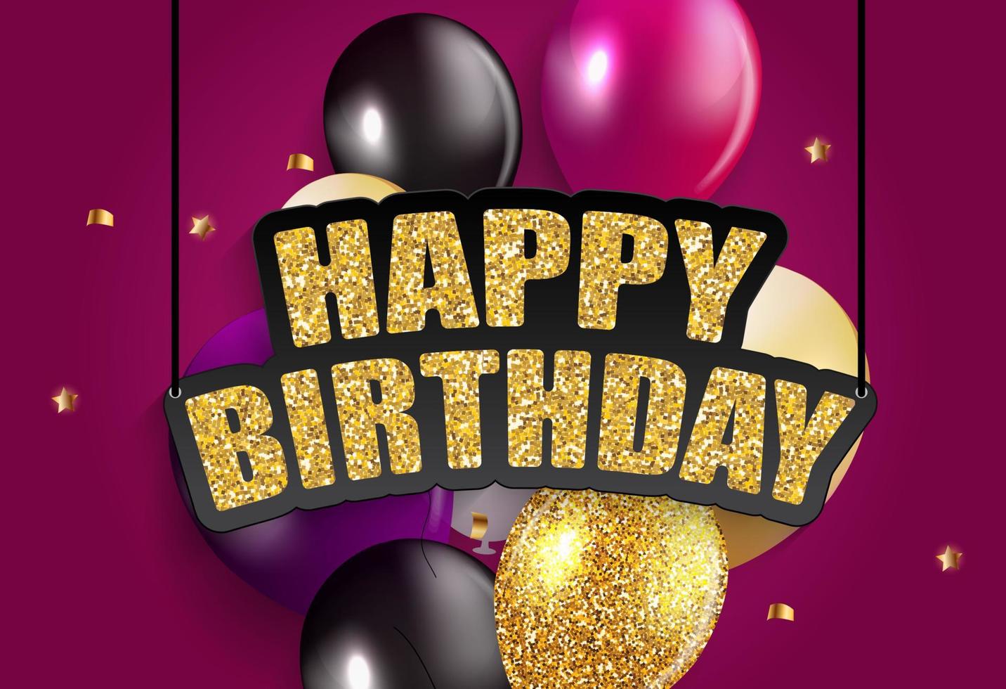 Glossy Happy Birthday Balloons Background Vector Illustration