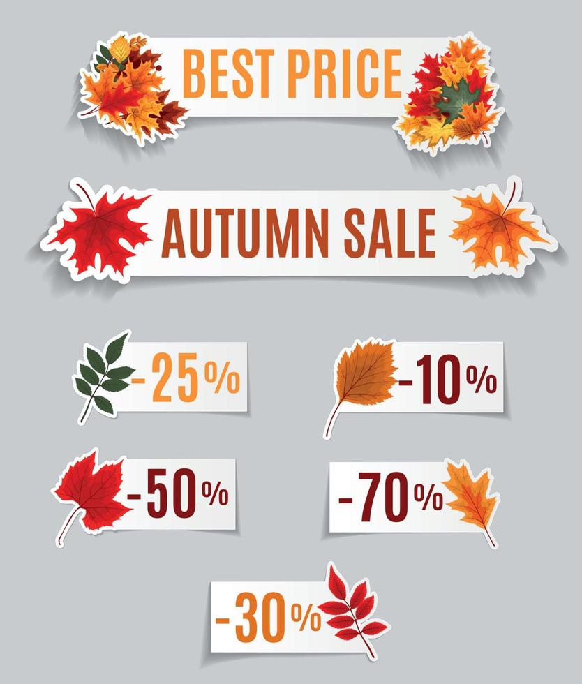 Abstract Vector Illustration Autumn Sale Background with Falling Autumn Leaves