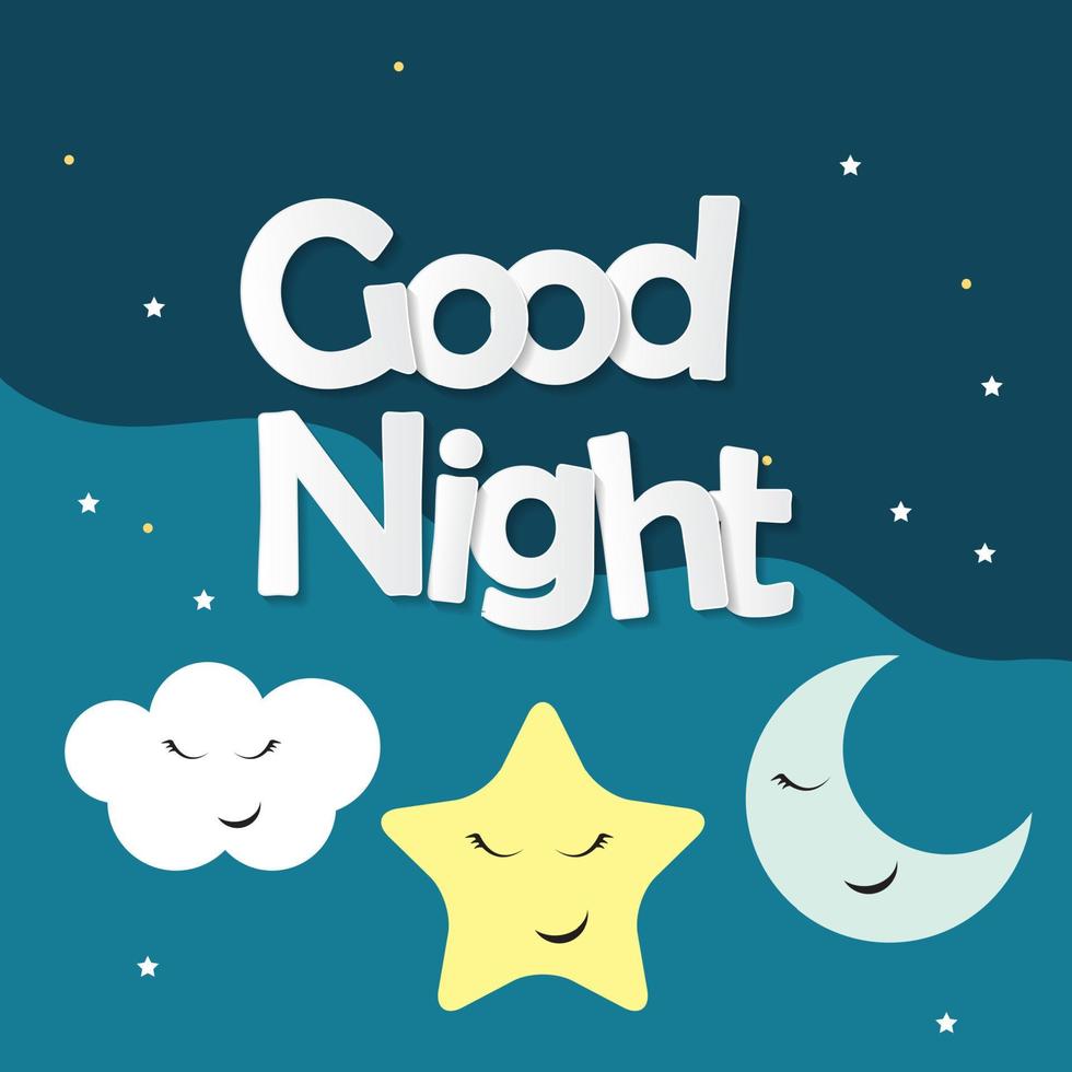 lindo, buenas noches, niños, plano de fondo, vector, ilustración vector