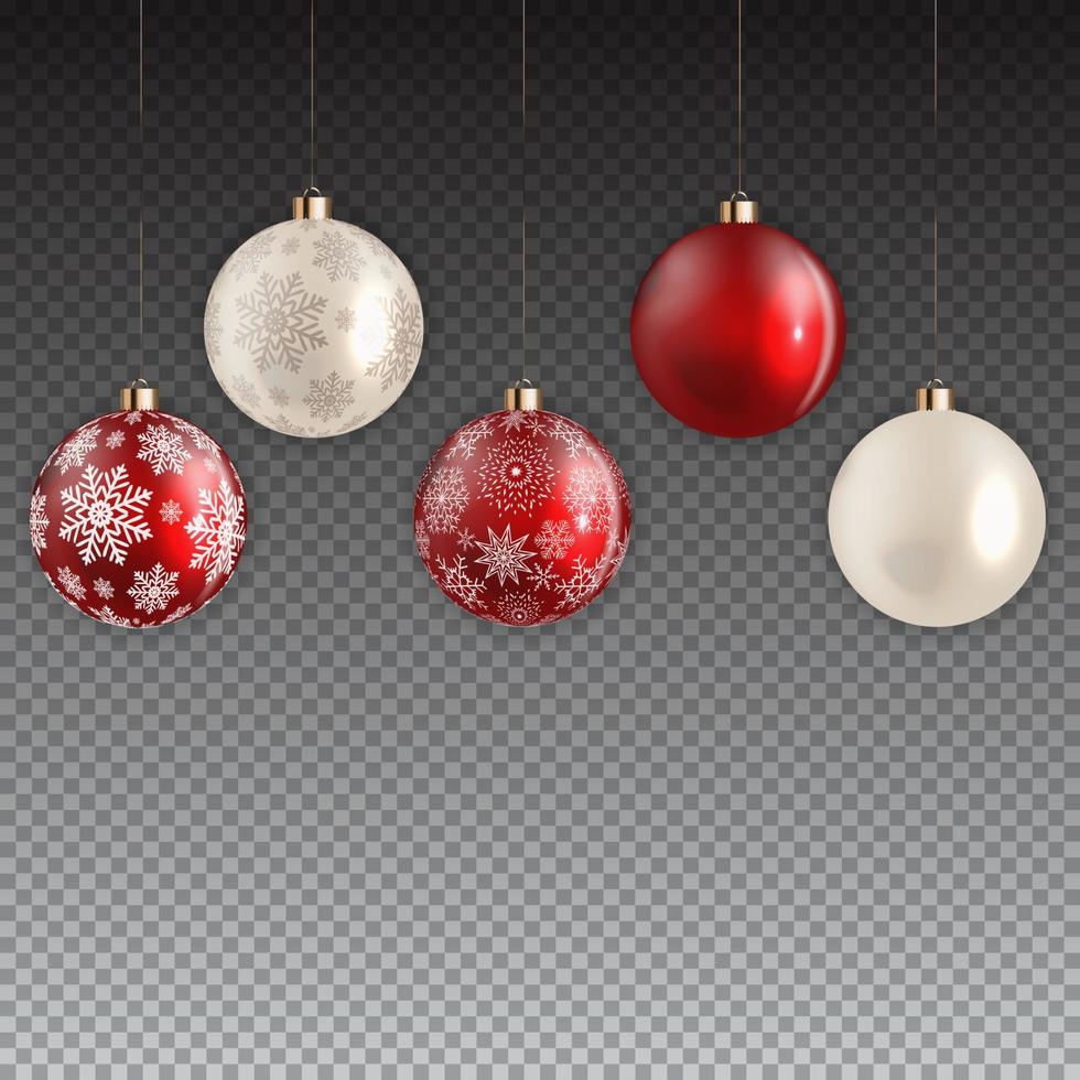 New Year and Christmas Ball on Transparent Background. Vector Illustration