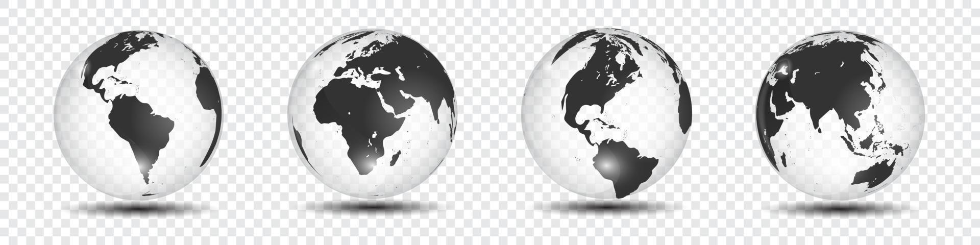 Realistic world map in globe shape of Earth on Transparent Background. Vector Illustration