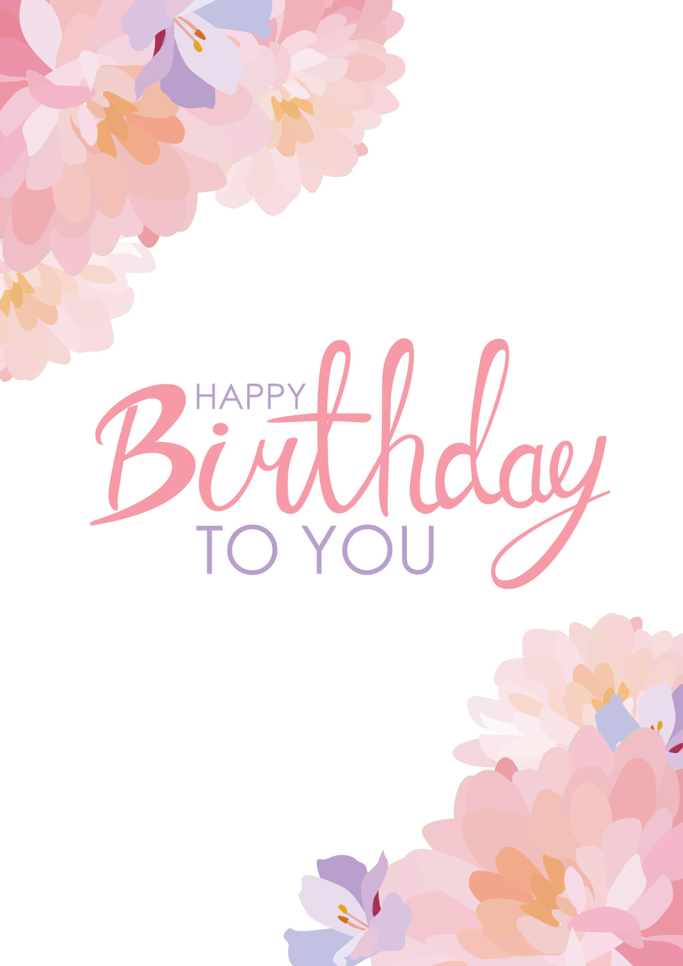 Abstract Happy Birthday Background Card Template with Flowers Vector