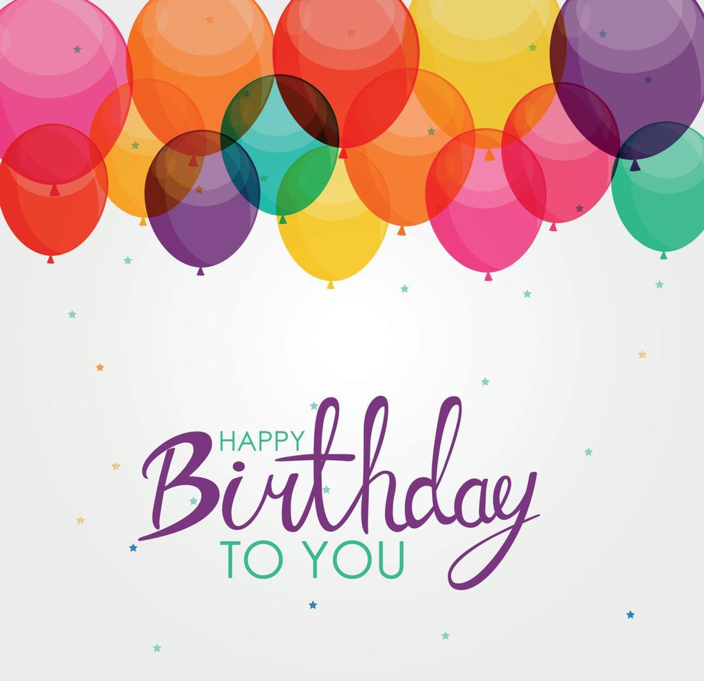 Ilustración de vector de plantilla de tarjeta de fondo de globo de feliz cumpleaños abstracto