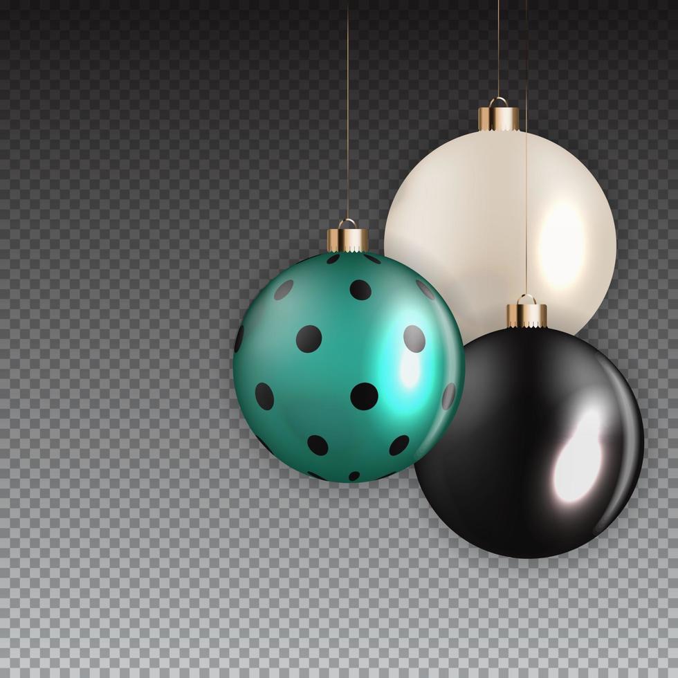 New Year and Christmas Ball on Transparent Background. Vector Illustration