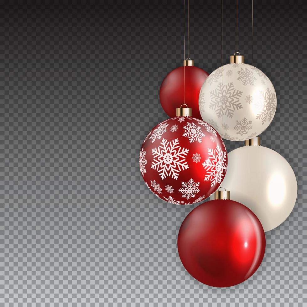 New Year and Christmas Ball on Transparent Background. Vector Illustration
