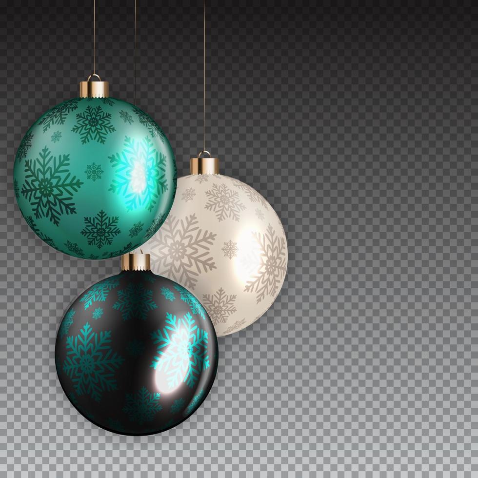 New Year and Christmas Ball on Transparent Background. Vector Illustration