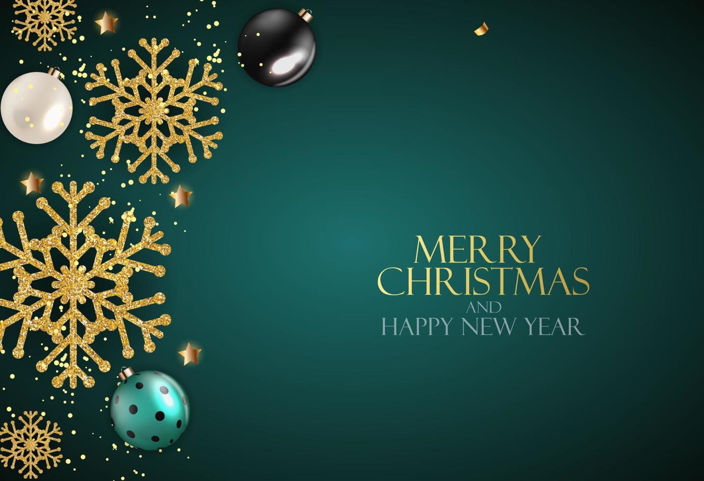 Holiday New Year and Merry Christmas Background with realistic Christmas tree. Vector Illustration