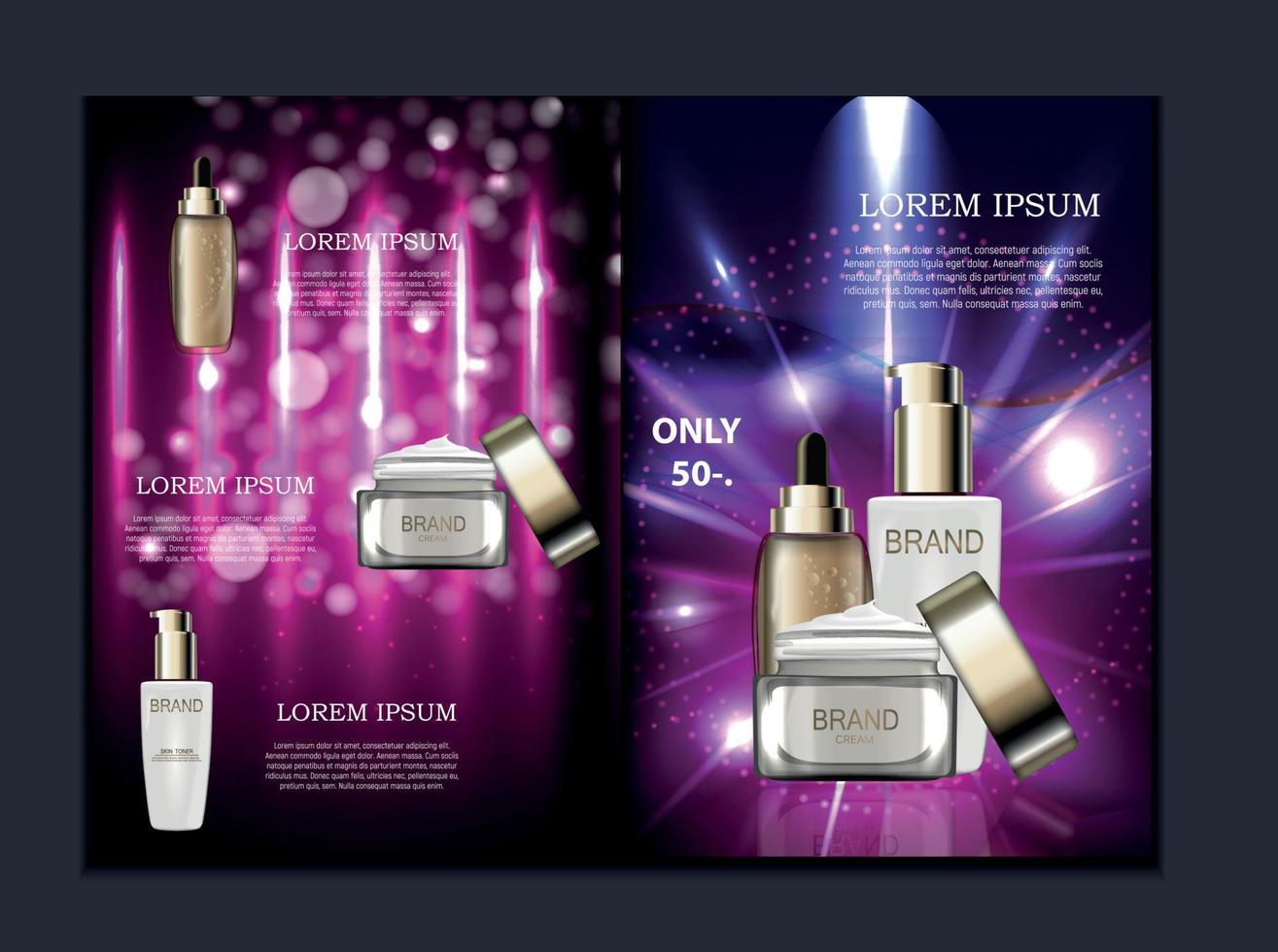 Design Cosmetics Product  Brochure Template for Ads or Magazine Background. 3D Realistic Vector Iillustration