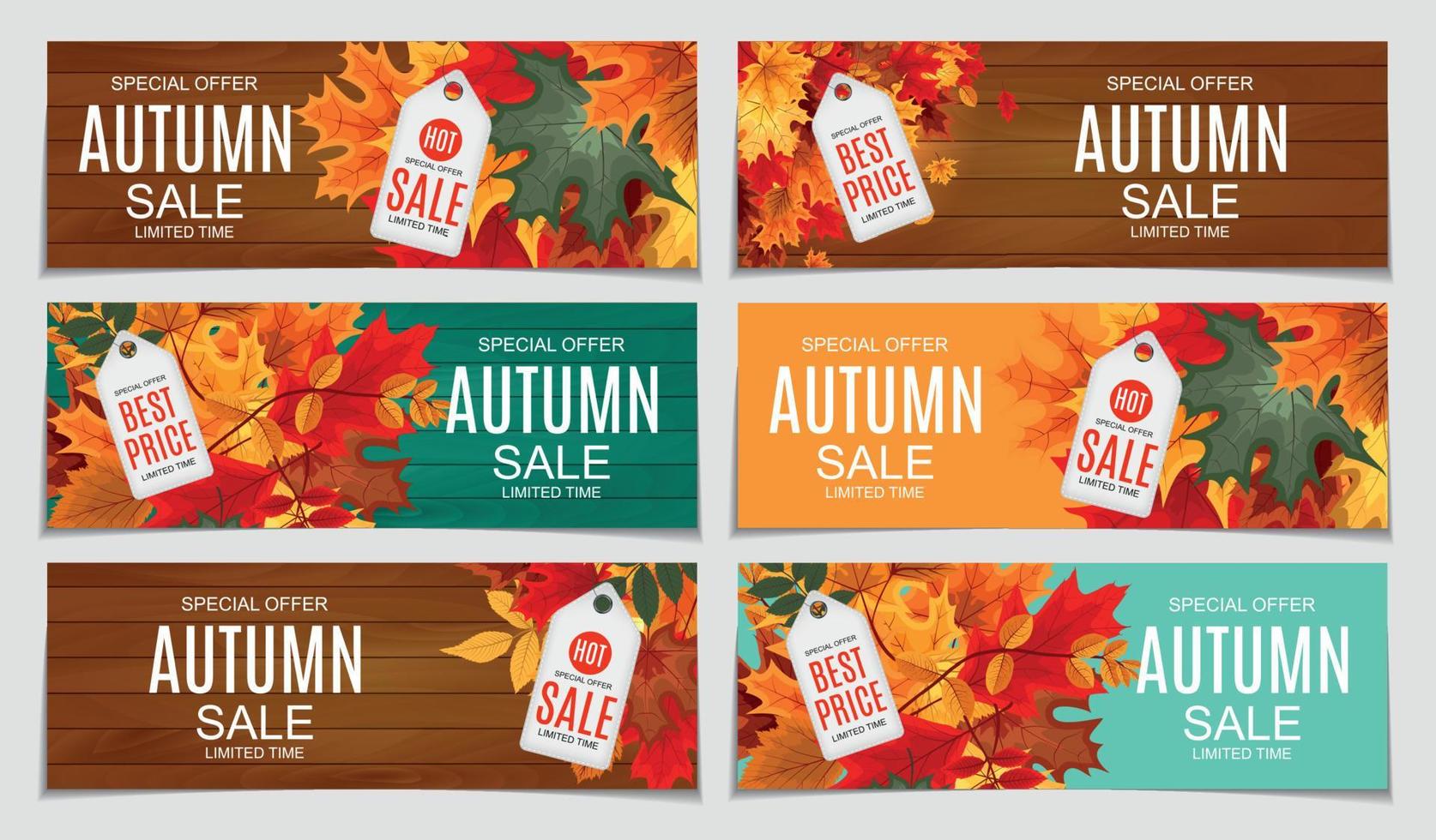 Abstract Vector Illustration Autumn Sale Background with Falling Autumn Leaves