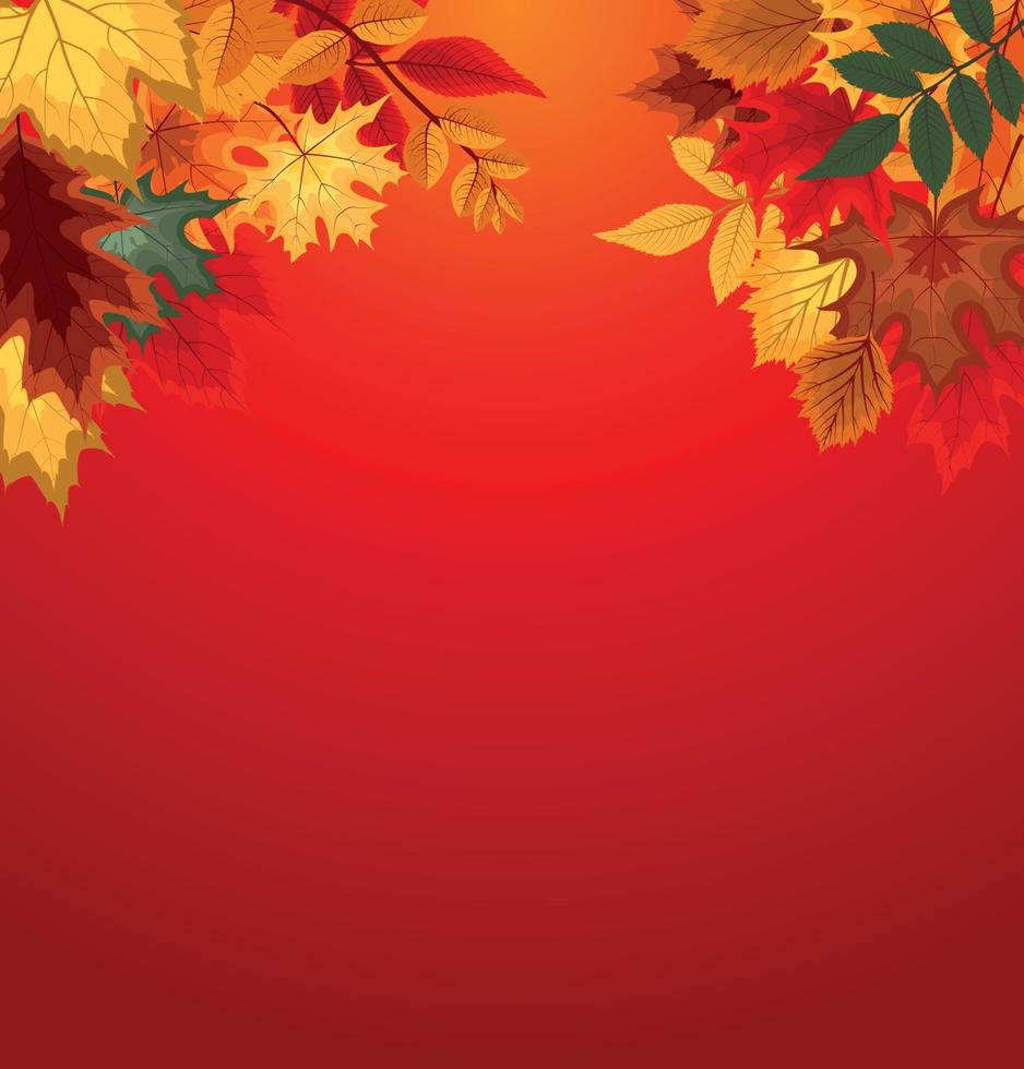 Fondo de ilustración de vector abstracto con caída de hojas de otoño.