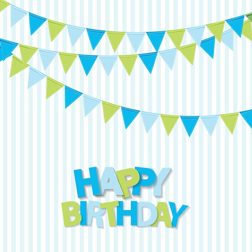 Happy Birthday Party Background with Flags Vector Illustration