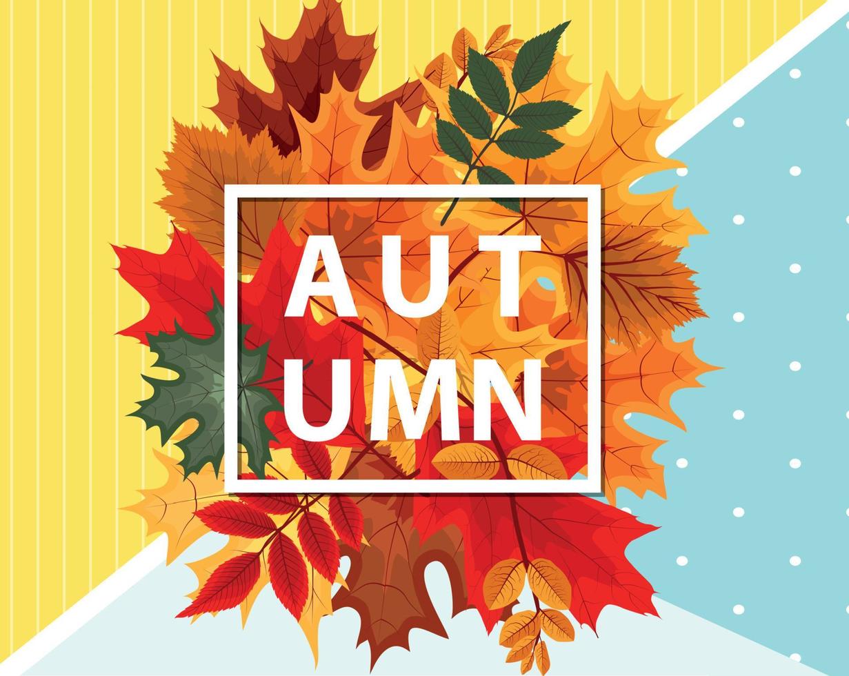 Abstract Vector Illustration Background with Falling Autumn Leaves.