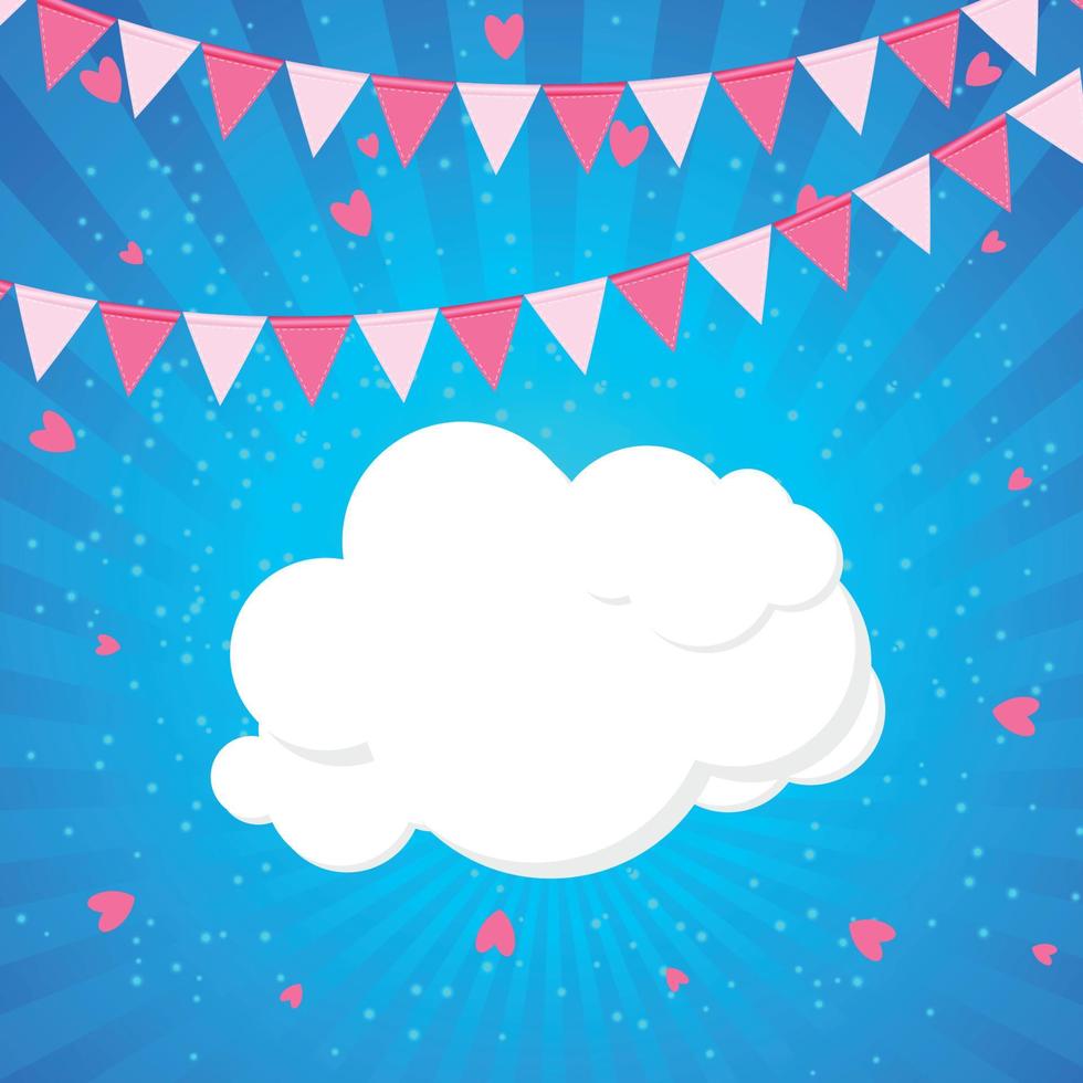 Little Princess Background with Flags and Cloud Vector Illustration
