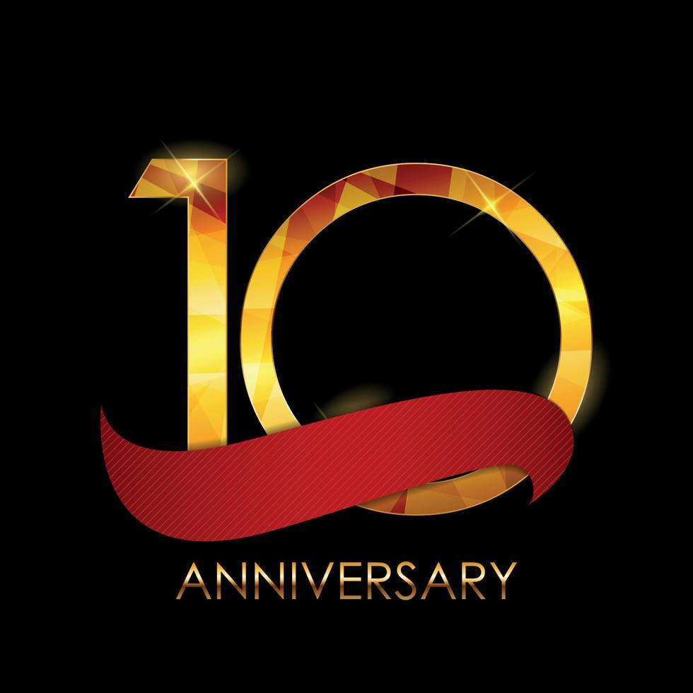 Template 10 Years Anniversary Congratulations Vector Illustration