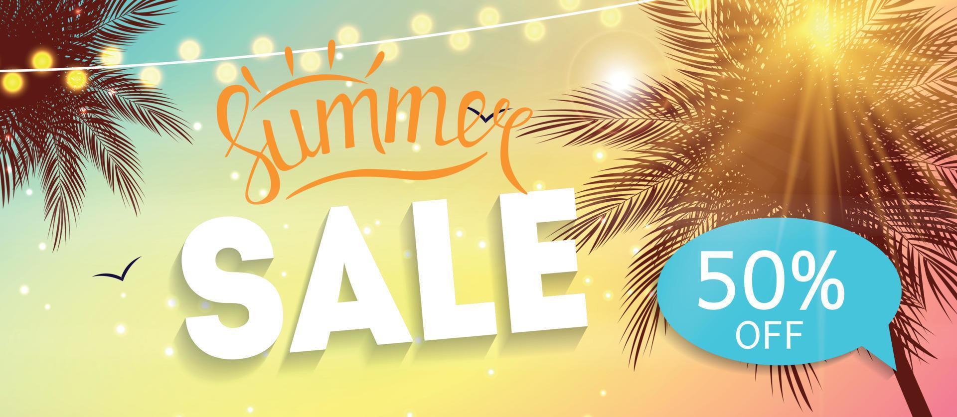 Summer Sale Banner Template for your Business. Vector Illustration