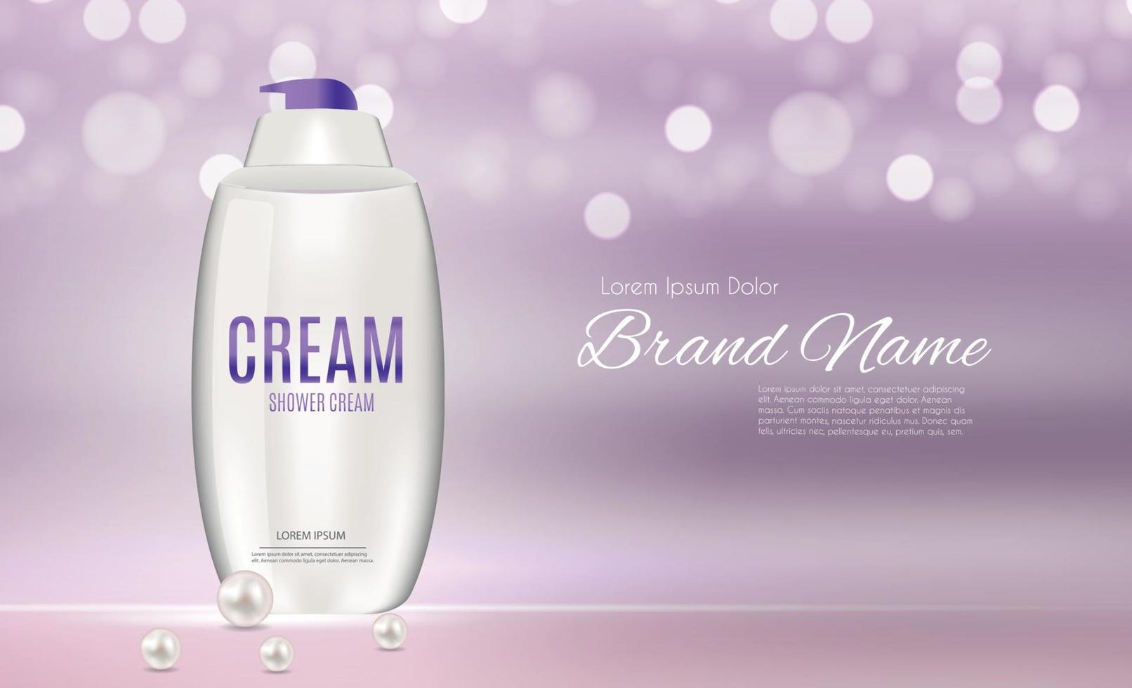 Design Cosmetics Product  Template for Ads or Magazine Background. Shower Cream. 3D Realistic Vector Iillustration