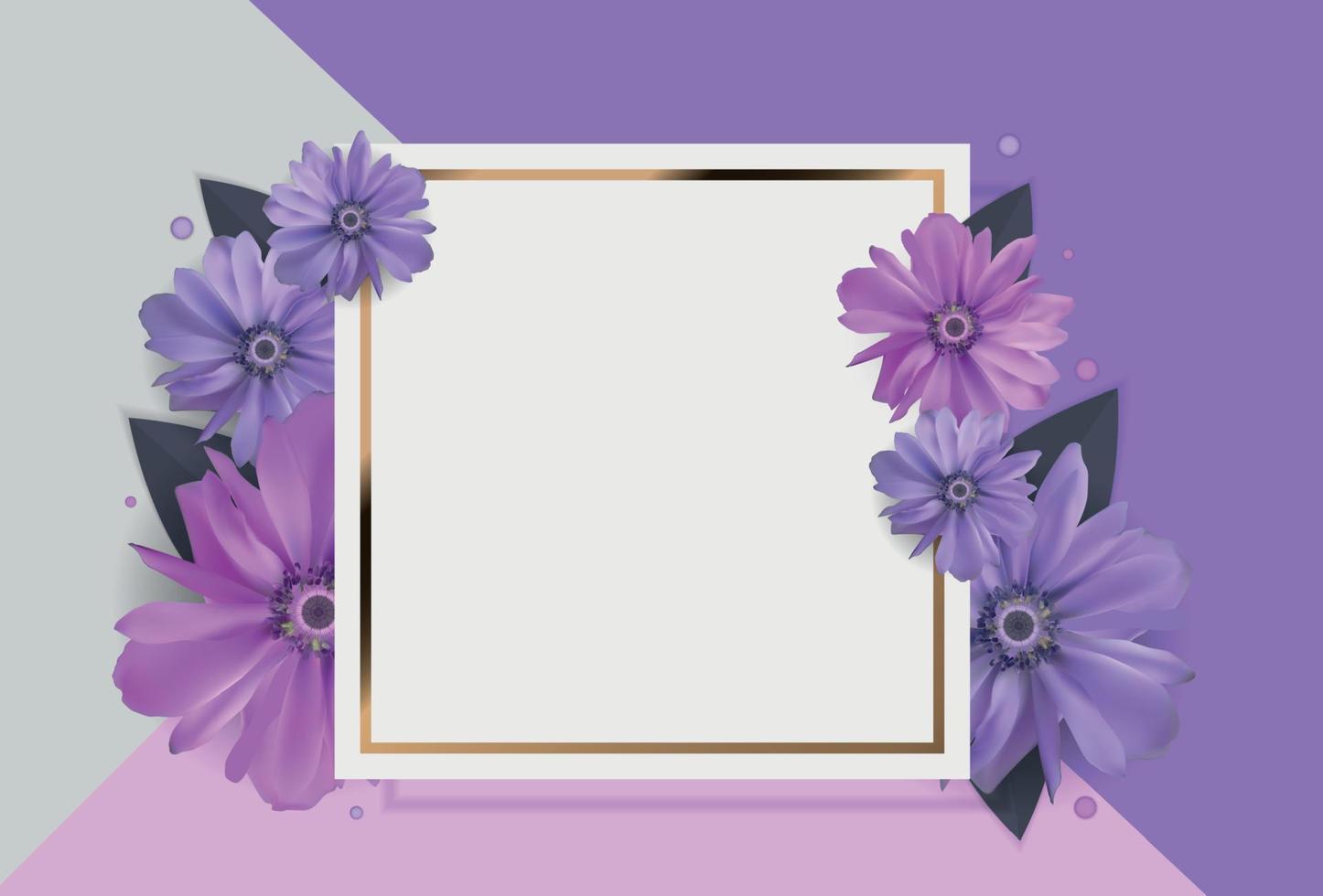 Abstract Anemone Flower Realistic Vector Frame Background