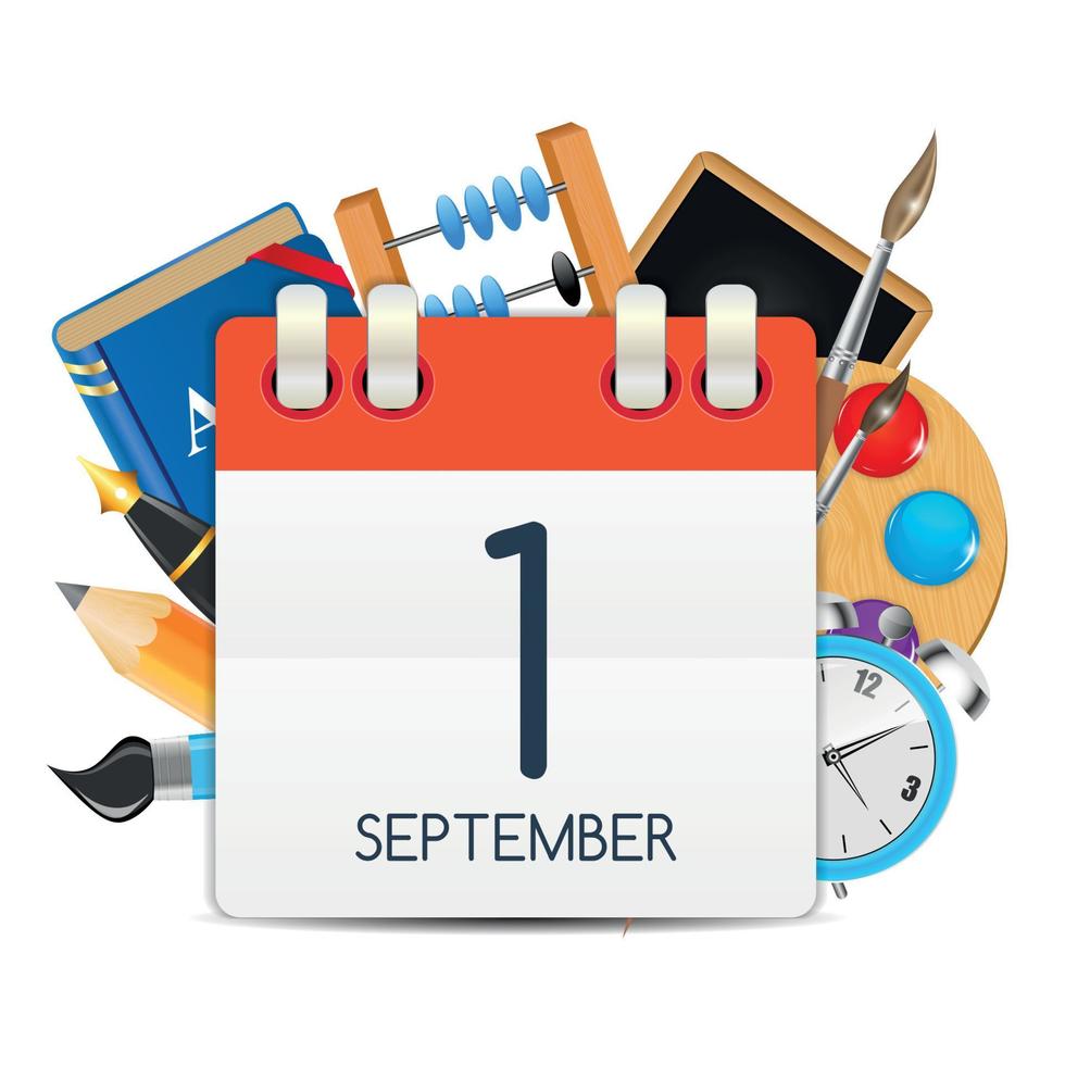 Calendar Icon of 1 September. Vector Illustration