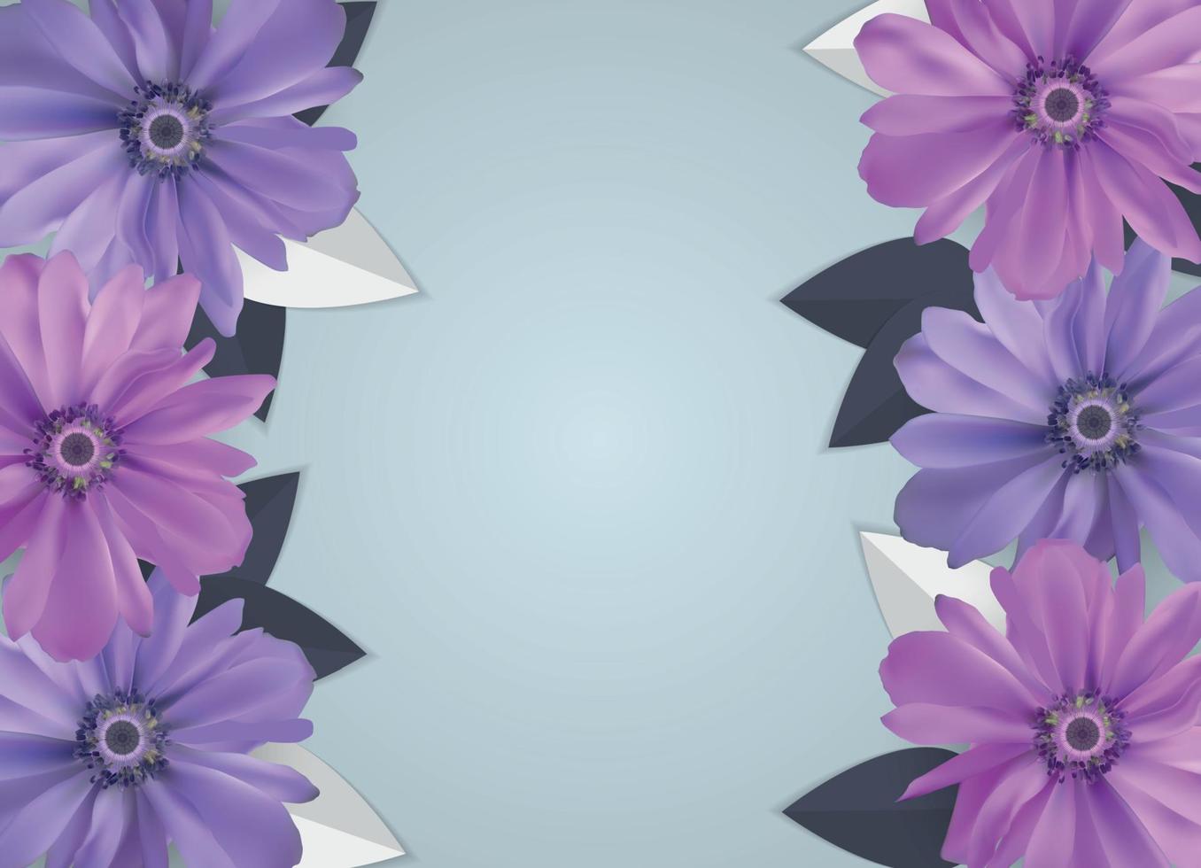 Fondo de marco de vector realista de flor de anémona abstracta