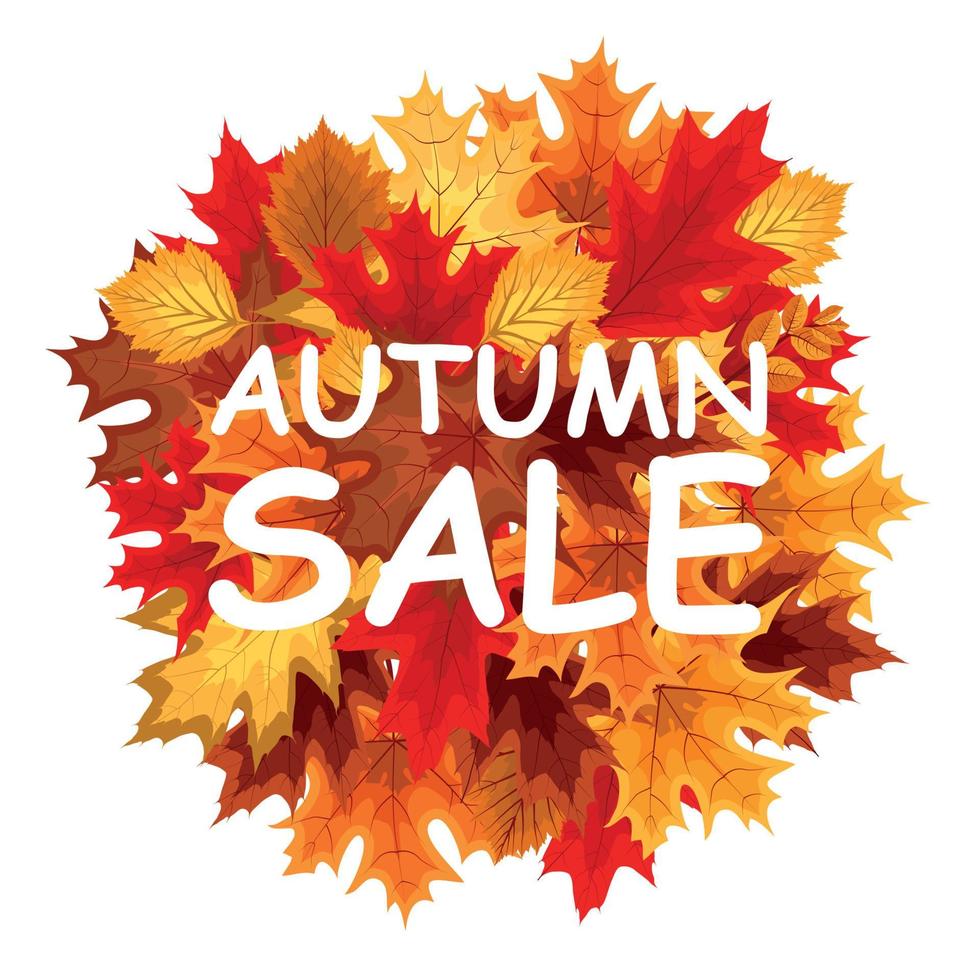 Abstract Vector Illustration Autumn Sale Background with Falling Autumn Leaves