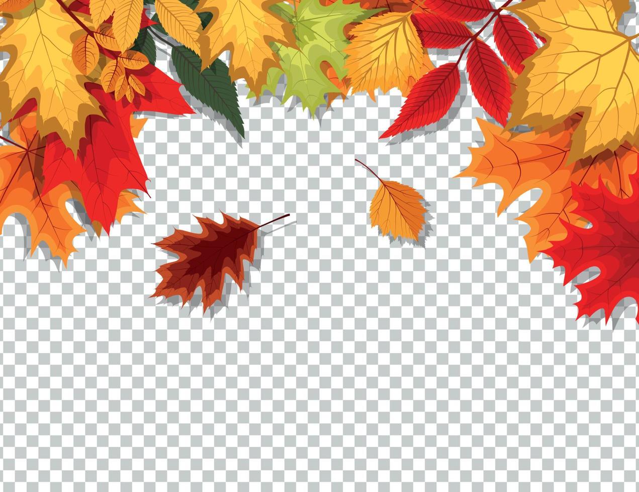 Abstract Vector Illustration with Falling Autumn Leaves on Transparent Background