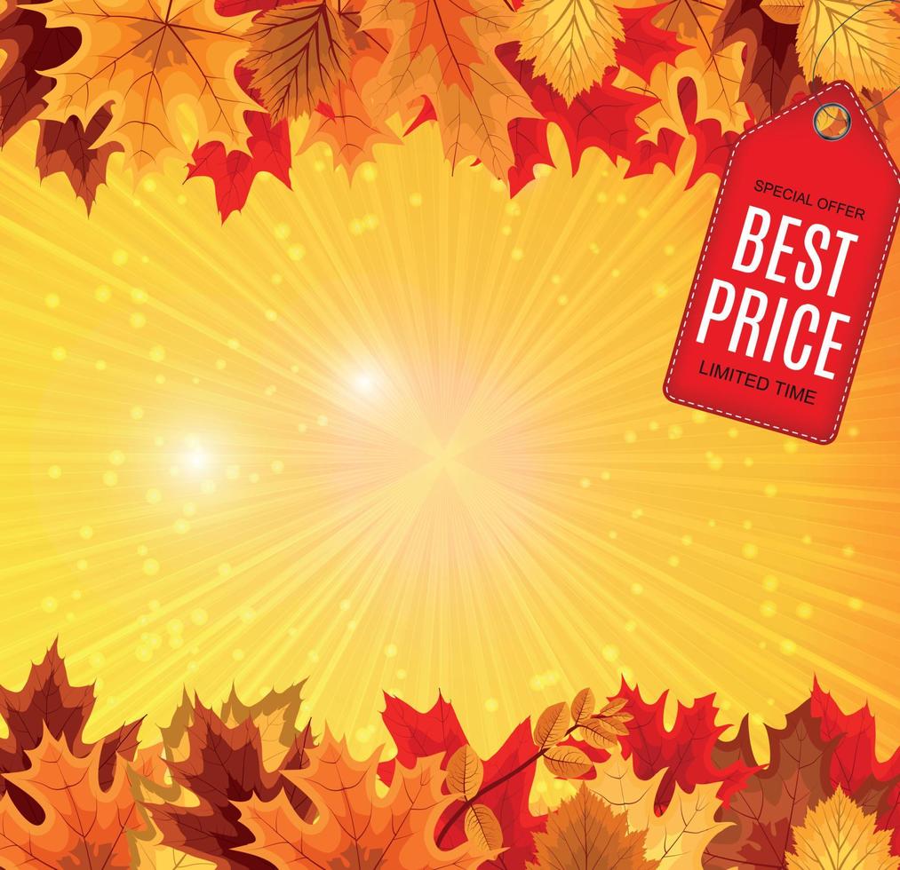 Ilustración de vector abstracto fondo de venta de otoño con hojas de otoño cayendo