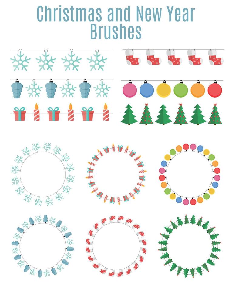 banderas de fiesta de Navidad y año nuevo, empavesados, pinceles para crear una invitación o tarjeta de fiesta. ilustración vectorial vector