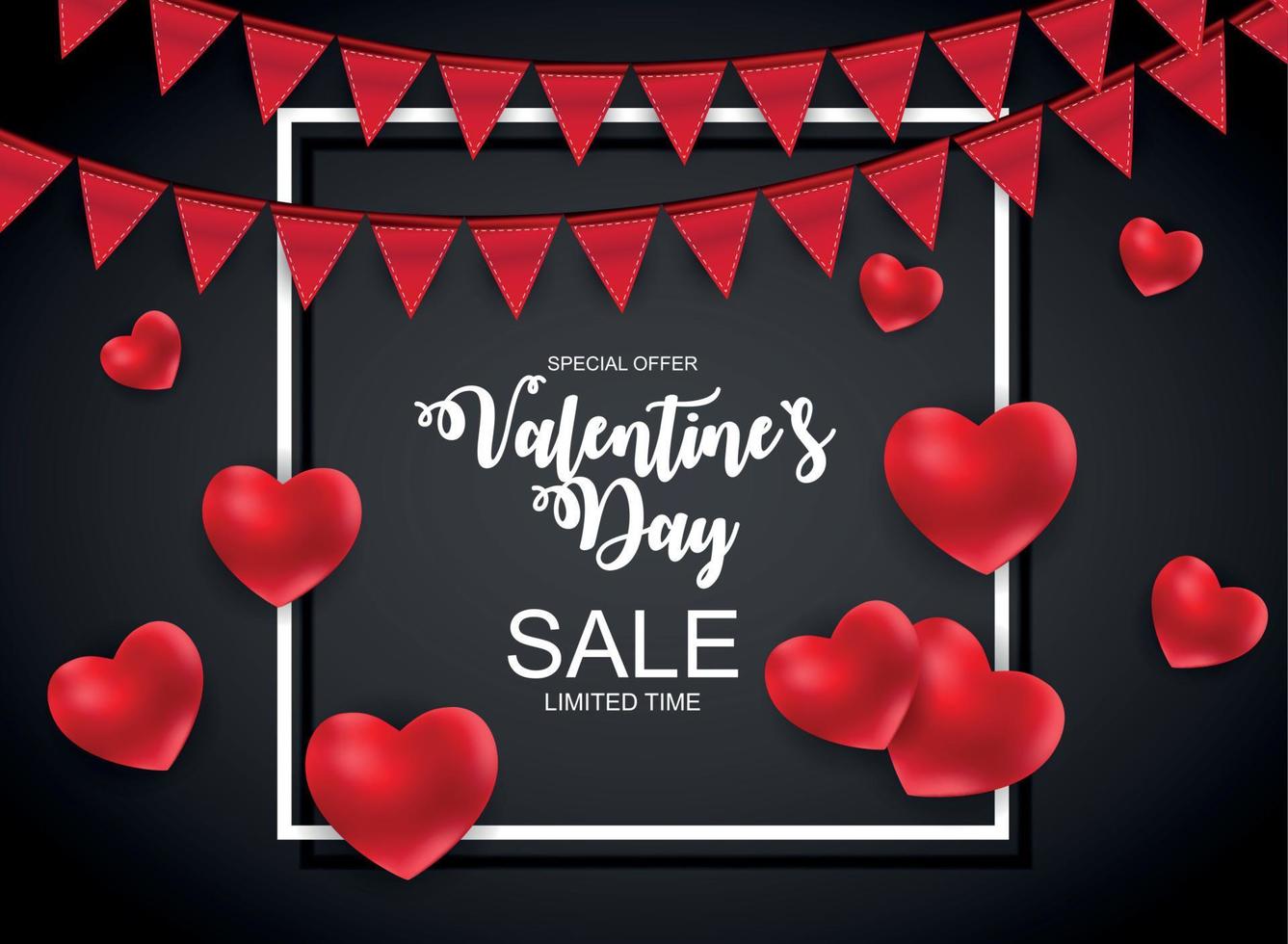 Valentines Day Sale, Discont Card. Vector Illustration