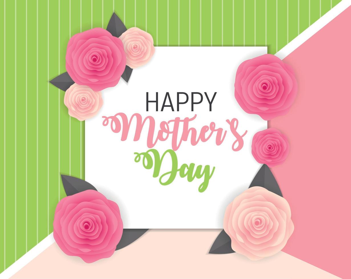 Happy Mother Day Cute Background with Flowers. Vector Illustration