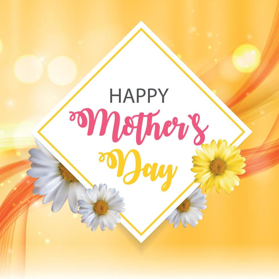 Happy Mother Day Cute Background with Flowers. Vector Illustration