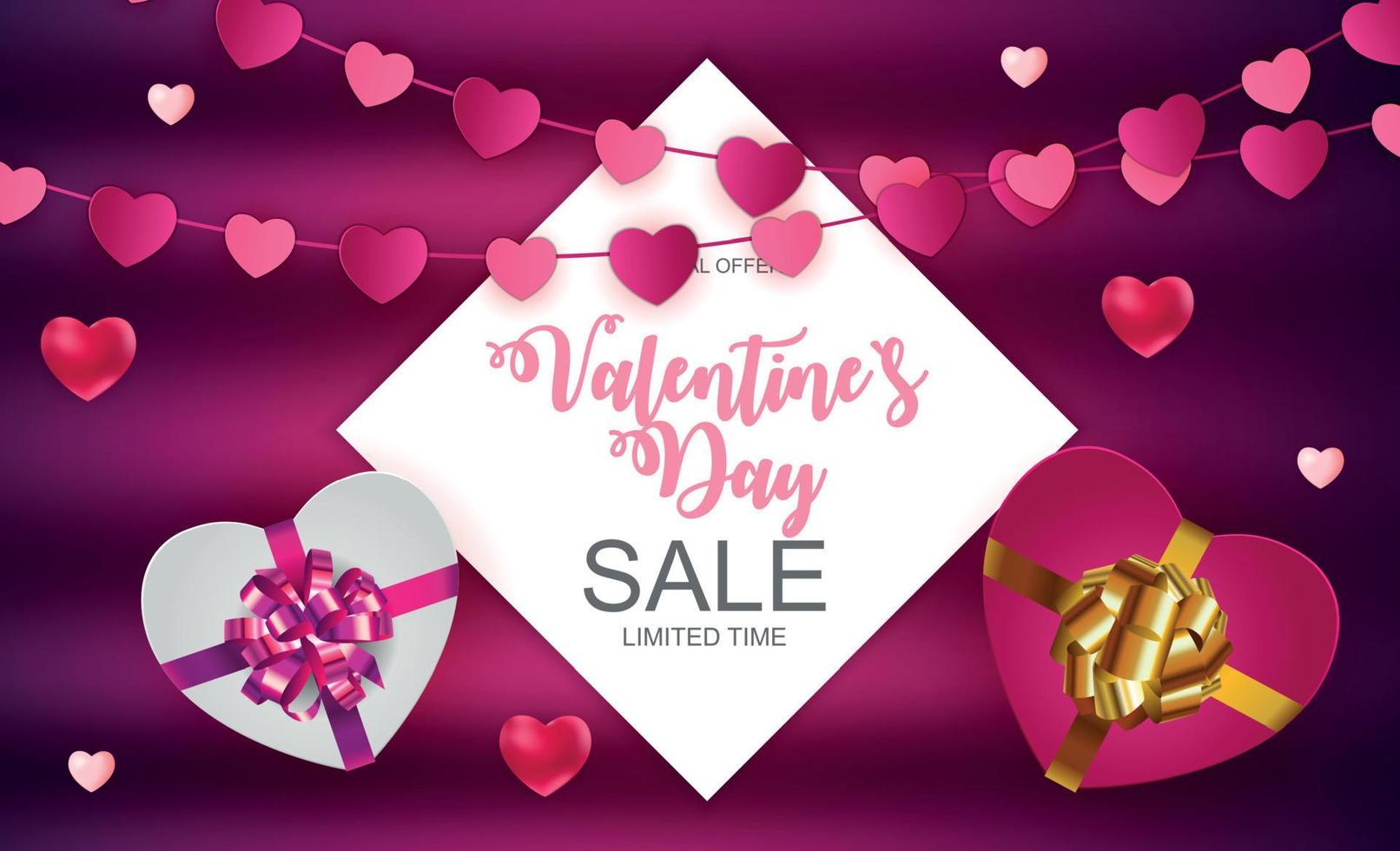 Valentines Day Sale, Discont Card. Vector Illustration