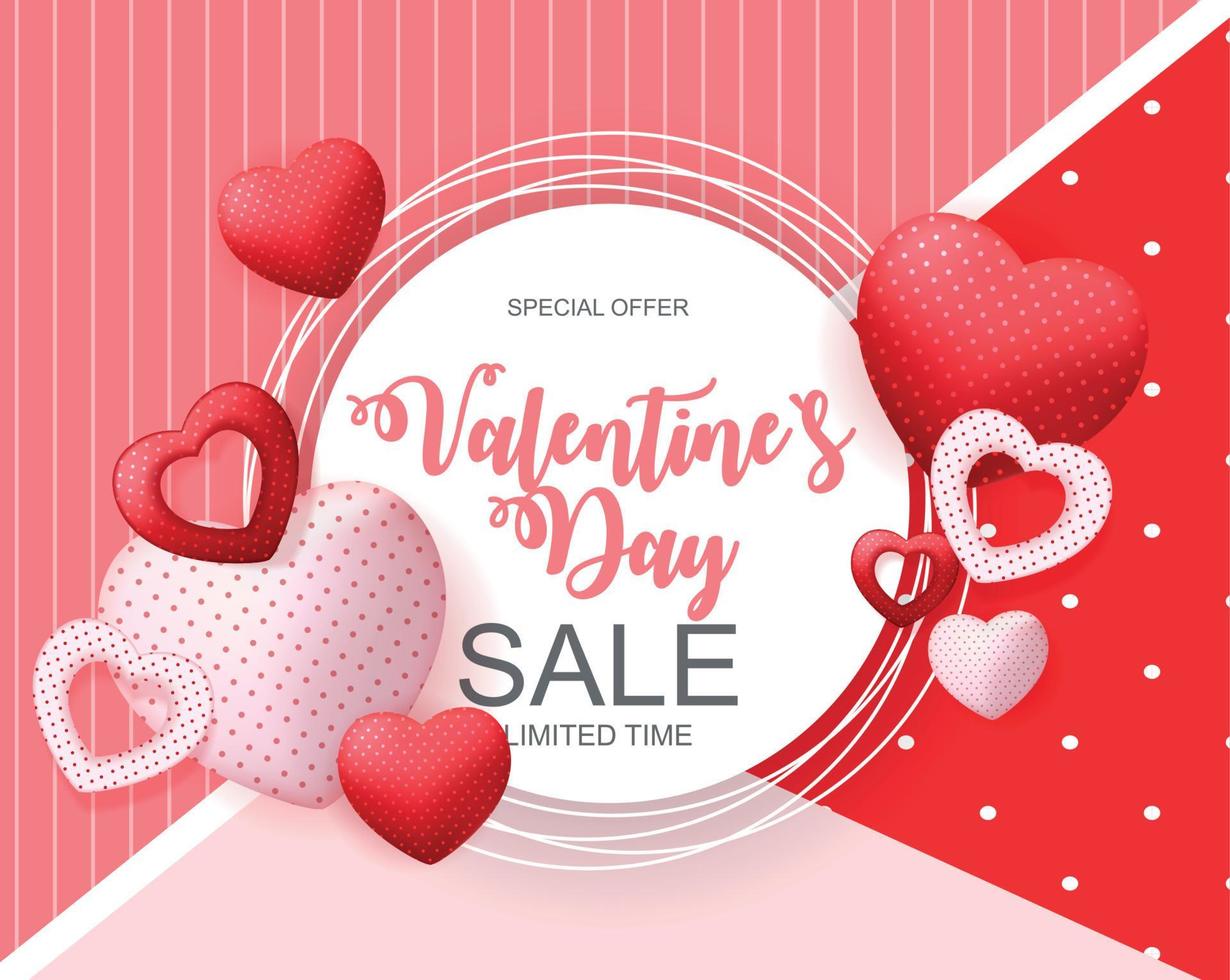 venta de san valentín, tarjeta de discont. ilustración vectorial vector