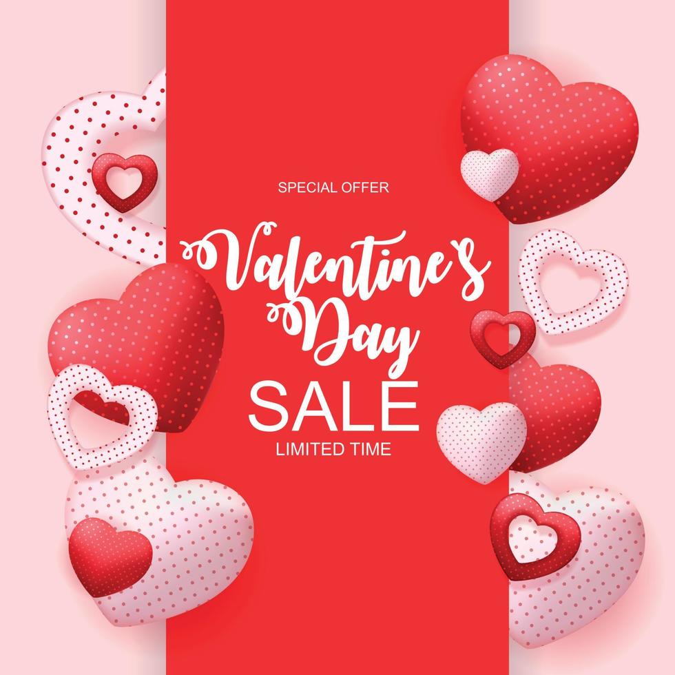 venta de san valentín, tarjeta de discont. ilustración vectorial vector