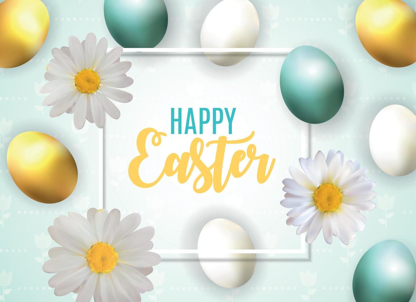 Happy Easter Cute Background with Eggs. Vector Illustration