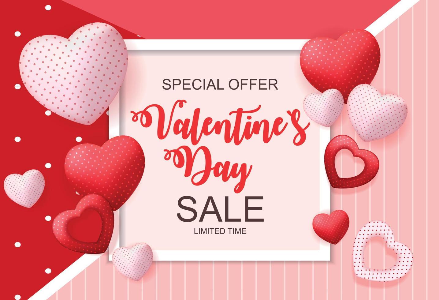 venta de san valentín, tarjeta de discont. ilustración vectorial vector