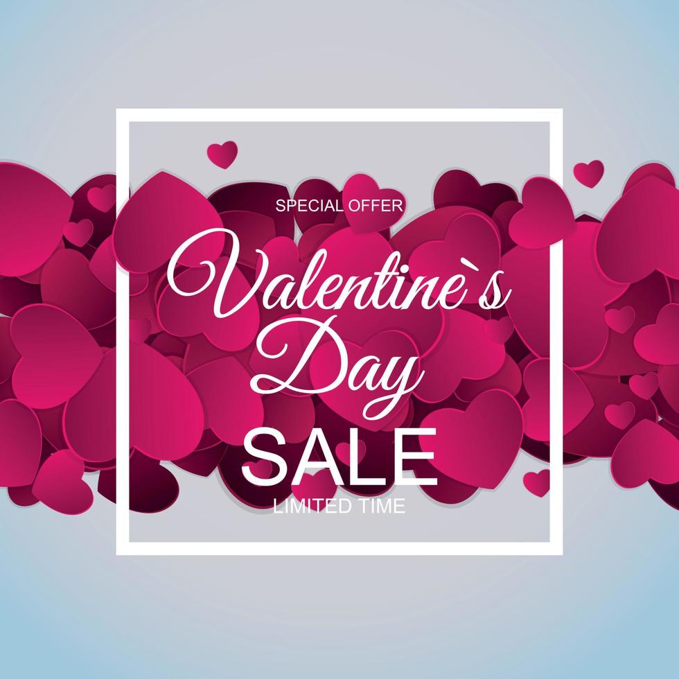 Valentines Day Sale, Discont Card. Vector Illustration