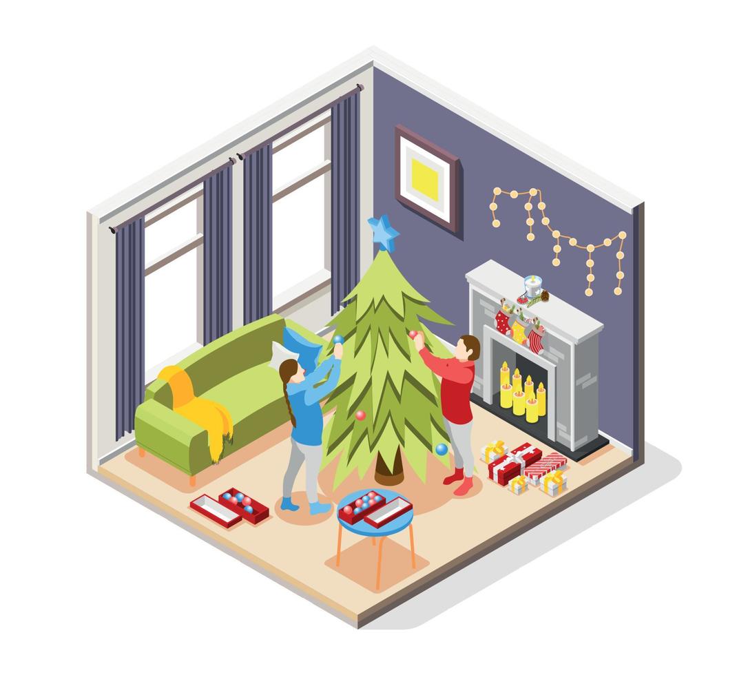 Christmas Isometric Composition vector