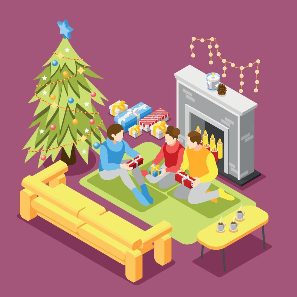 Christmas Isometric Composition vector