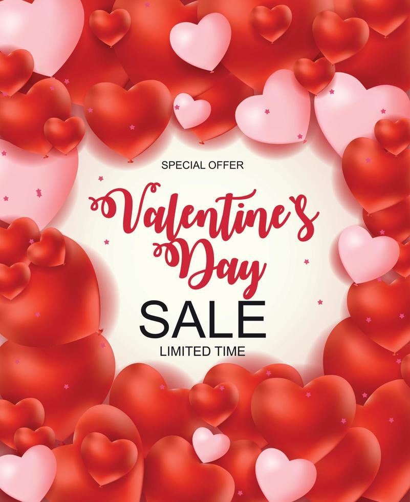 Valentines Day Sale, Discont Card. Vector Illustration