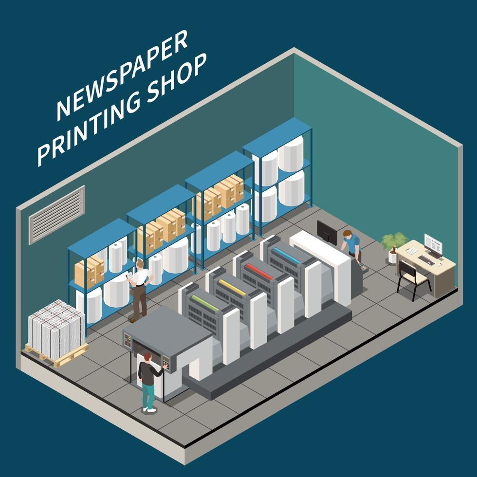 Newspaper Printing Shop Illustration vector