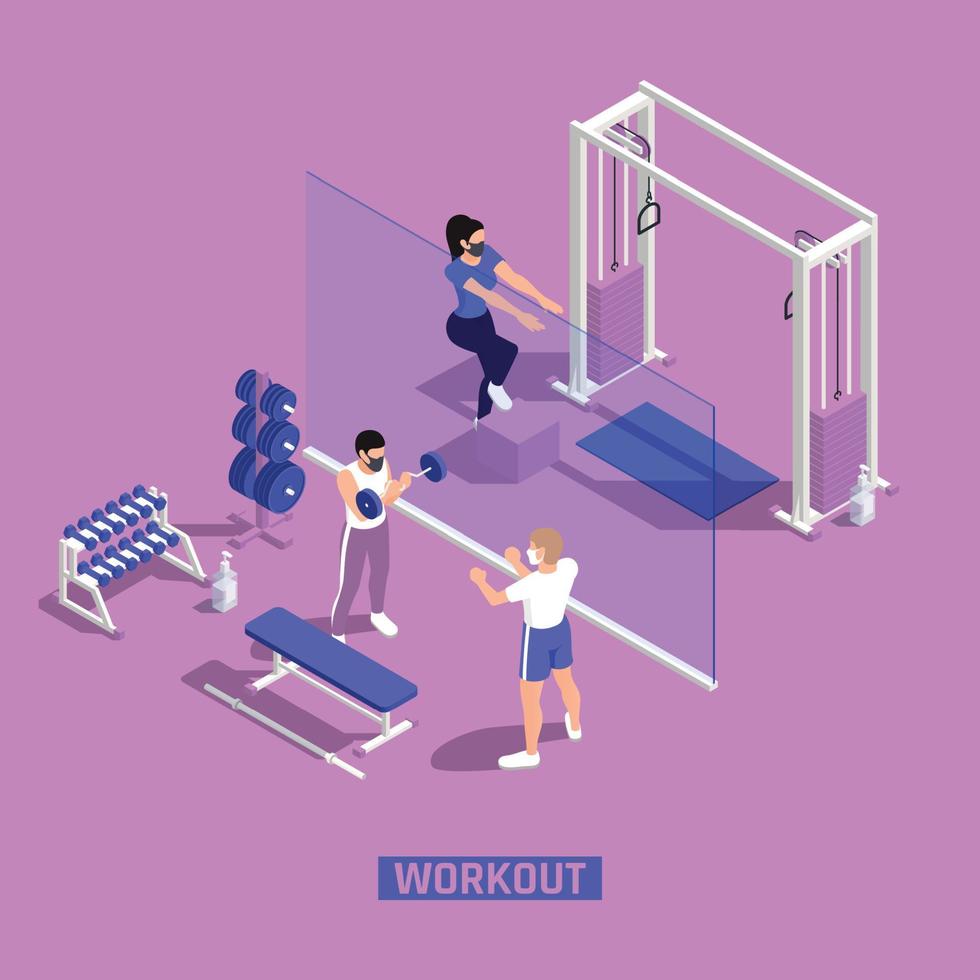 Workout Fitness Isometric Composition vector