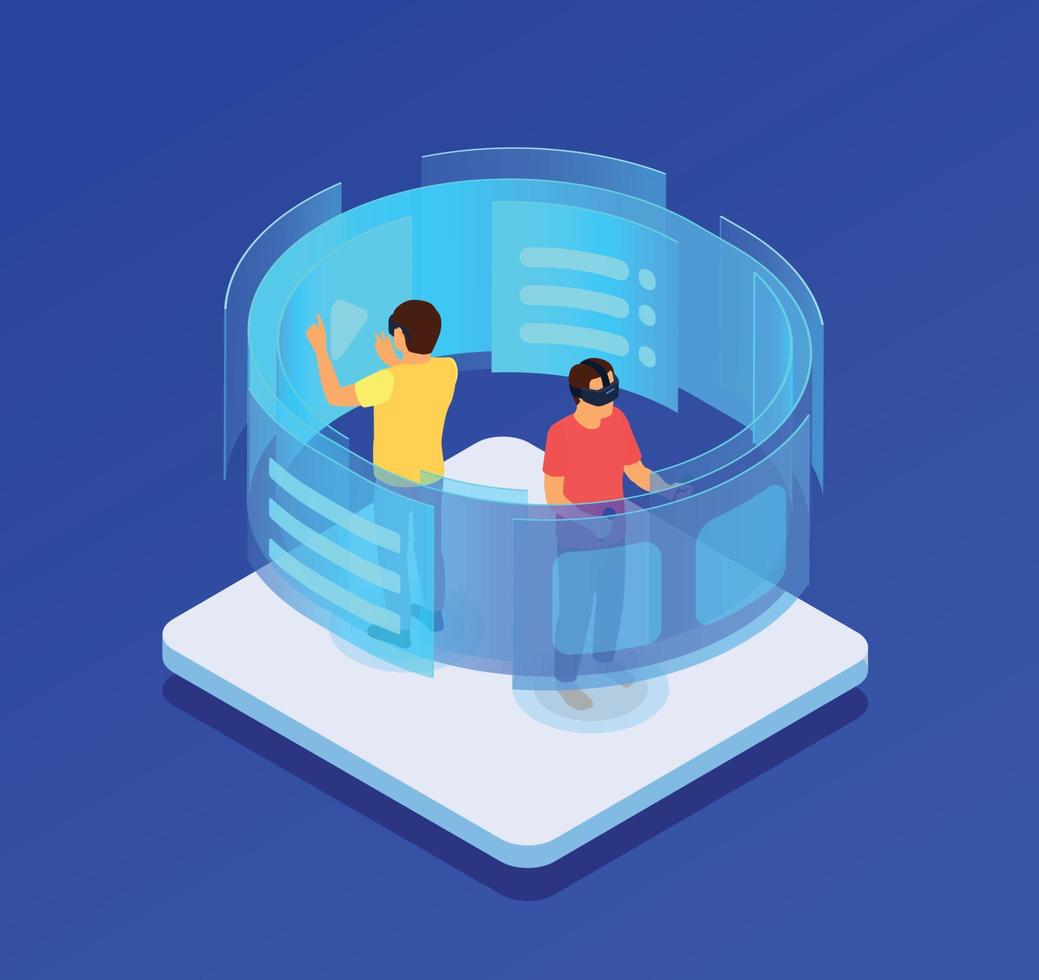 Isometric Virtual Screen Concept vector