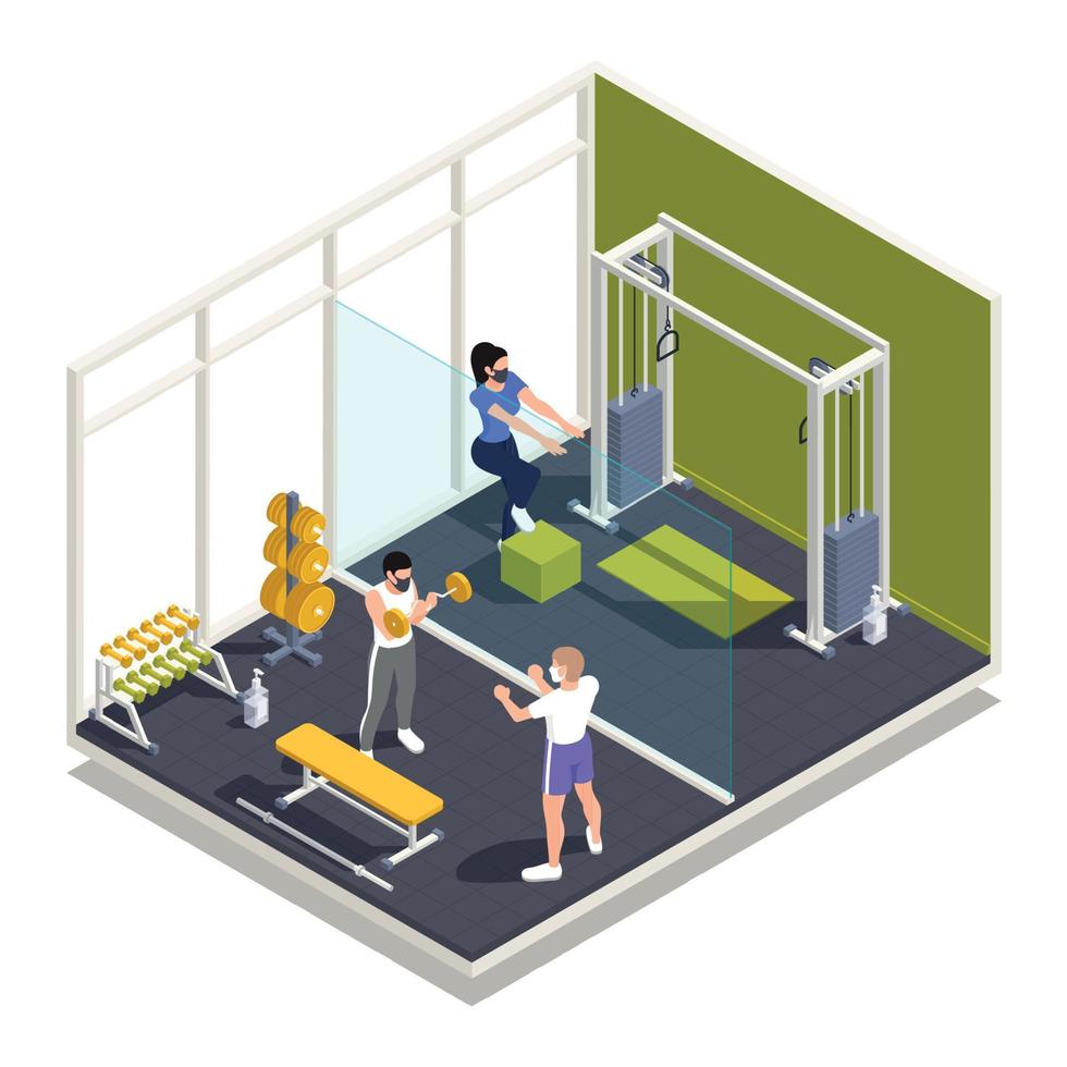 Gym Workout Training Isometric Composition vector