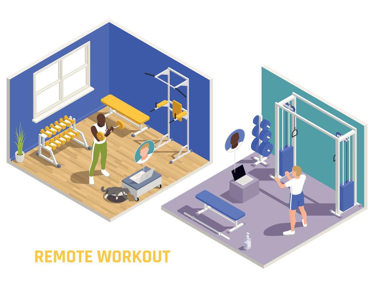 Gym Workout Isometric Composition vector