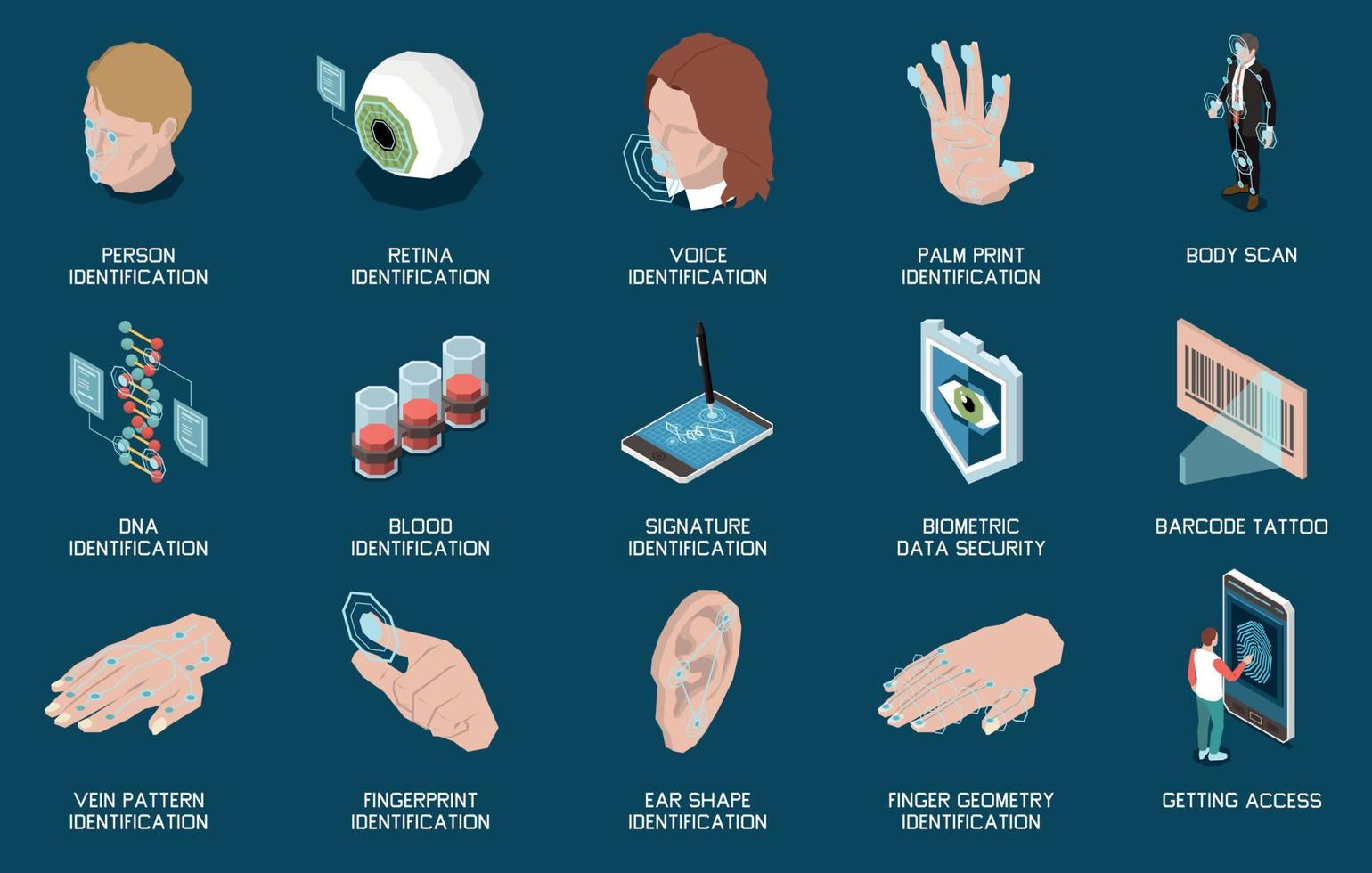 Biometric Authentication Icon Set vector